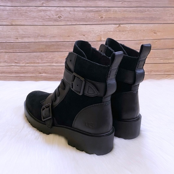 UGG Women’s Zorrah Black Combat Boots - Picture 5 of 7